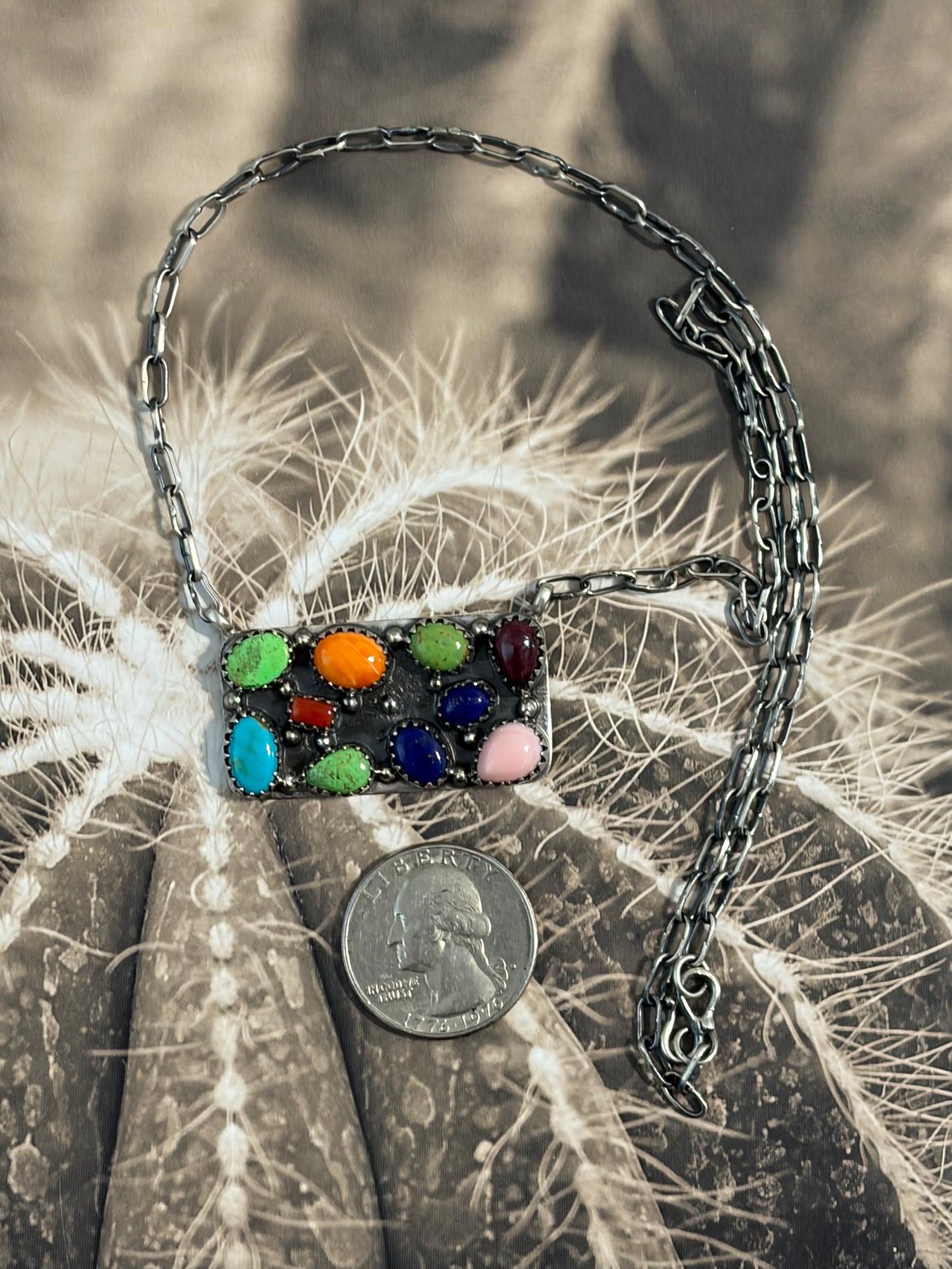Handcrafted Multi-Stone Bar Necklace