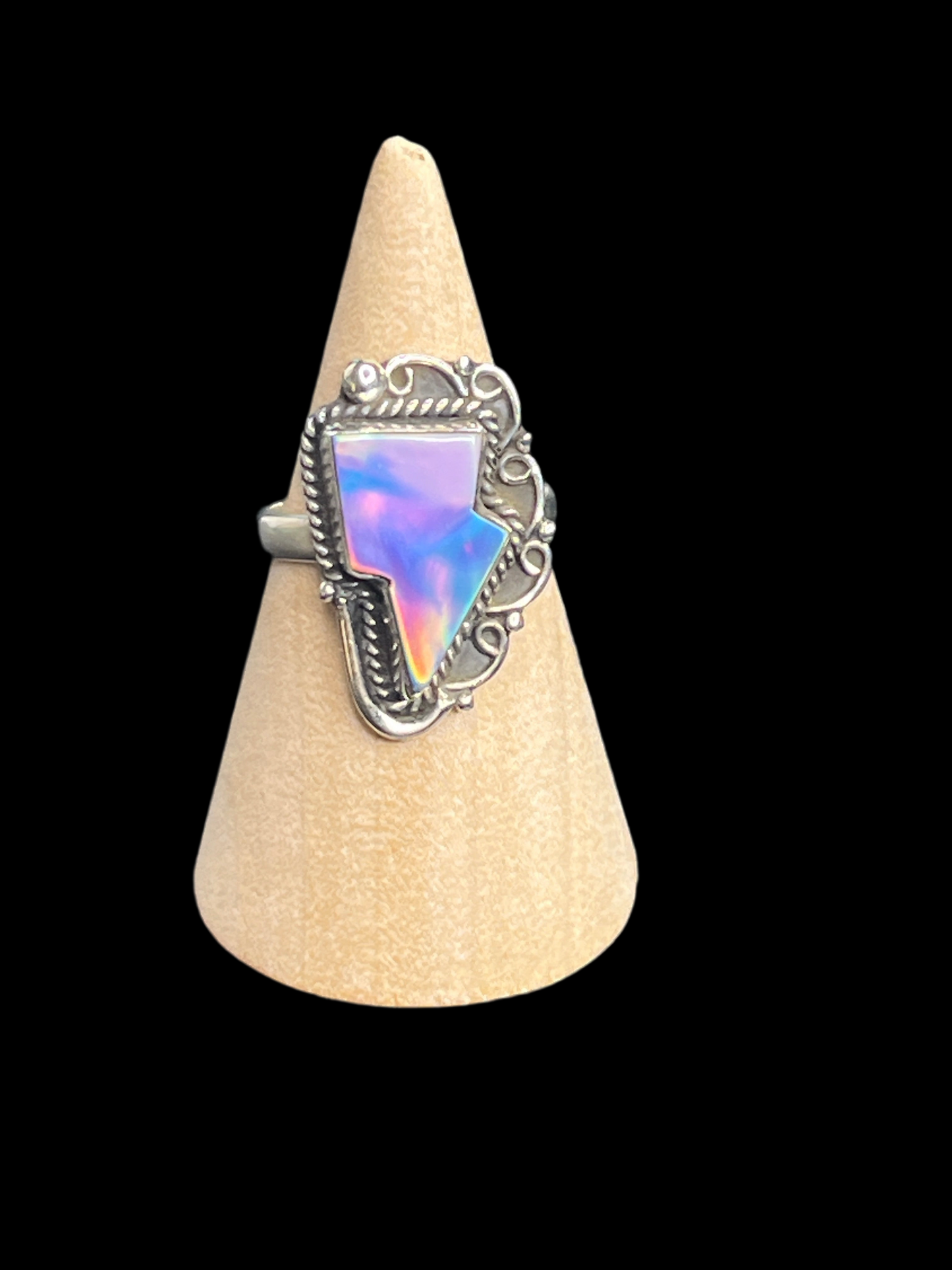 Aurora Opal Bolt Rings - Sterling Silver