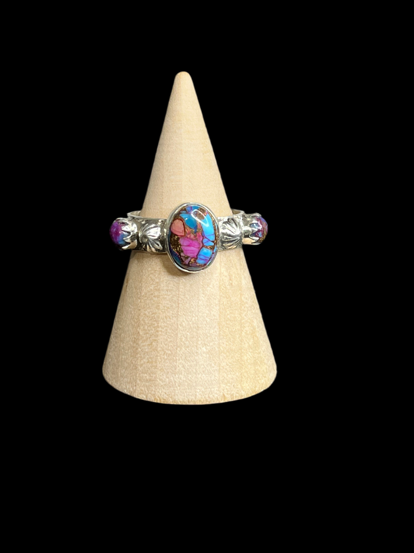 Pink Dahlia Sterling Silver Ring - size 8