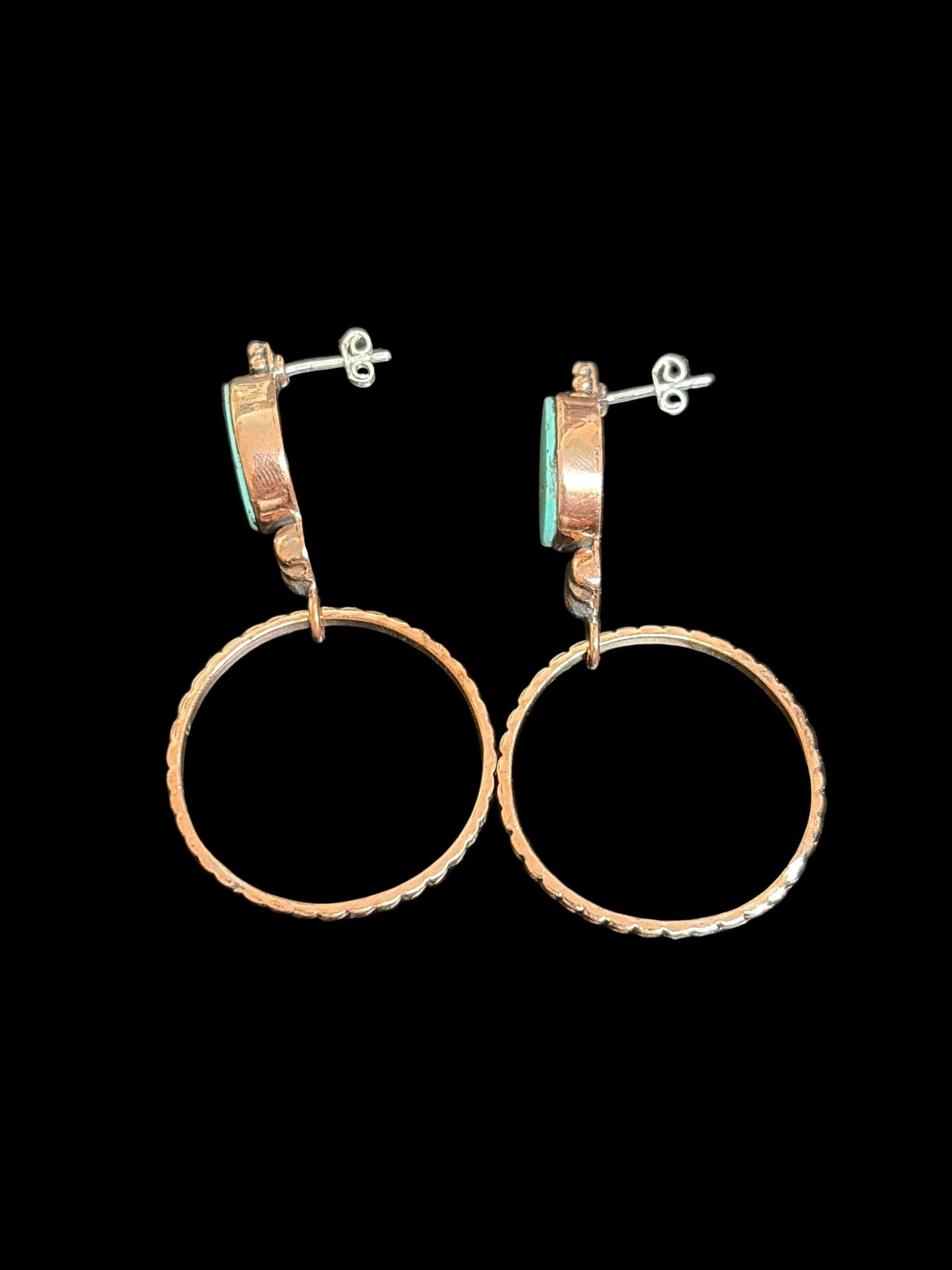 Royston Turquoise & Copper Post Back Hoops