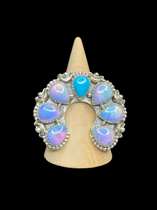 Aurora Opal & Turquoise Naja Style Ring - Adjustable