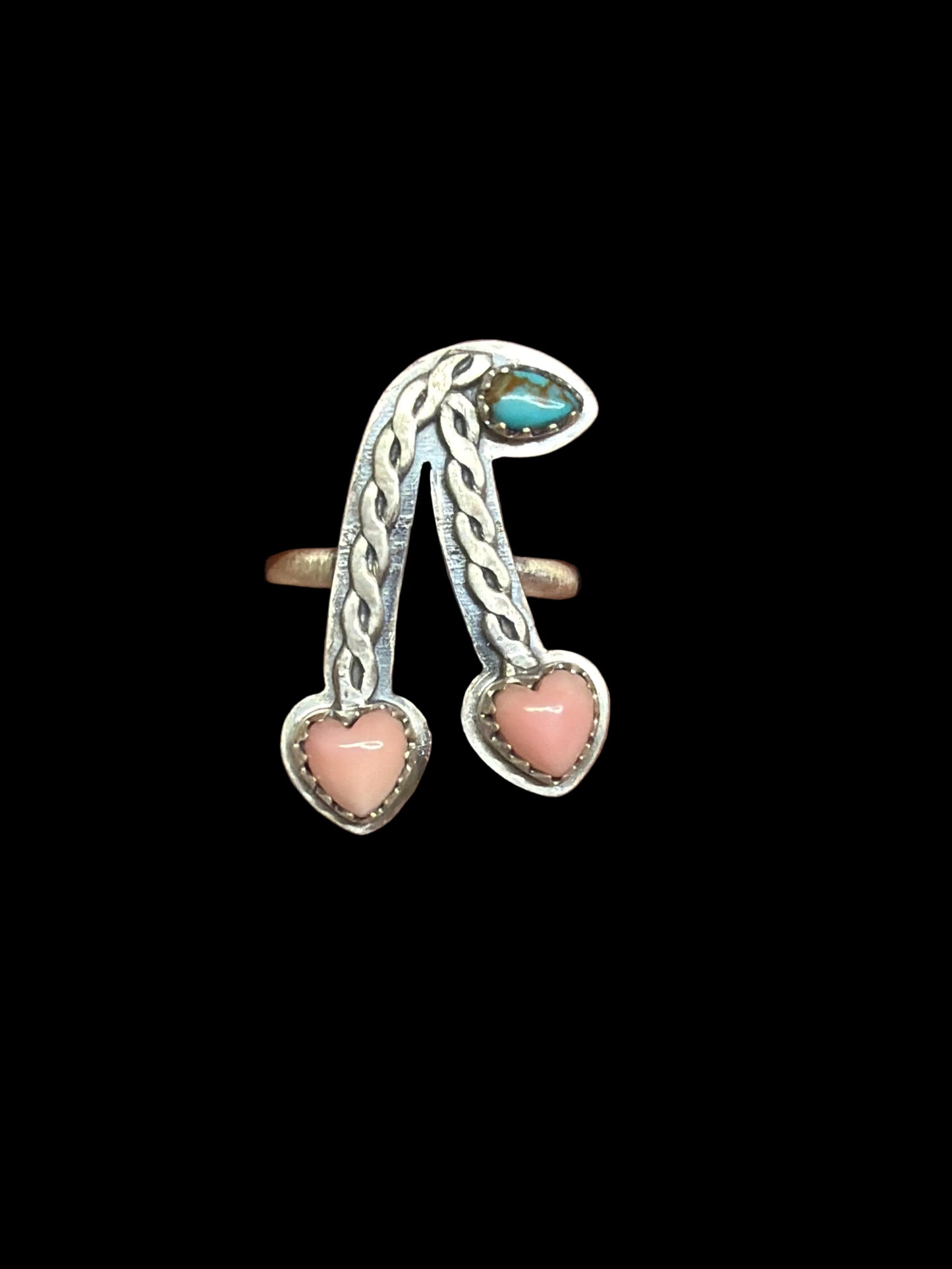 Handcrafted Pink Conch Cherry Rings