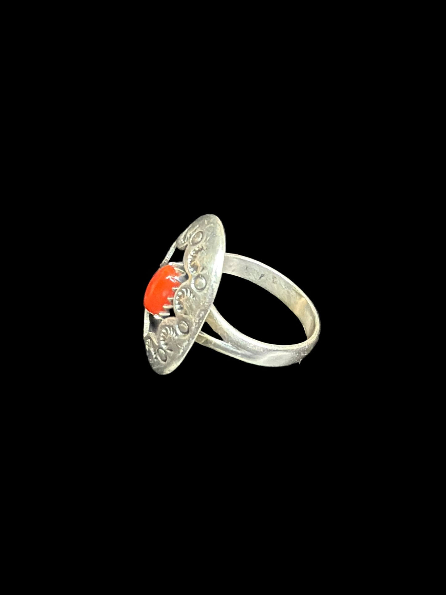 Handcrafted Italian Coral Shadowbox Ring - size 10