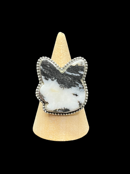 Zebra Jasper Sterling Silver Ring - size 9