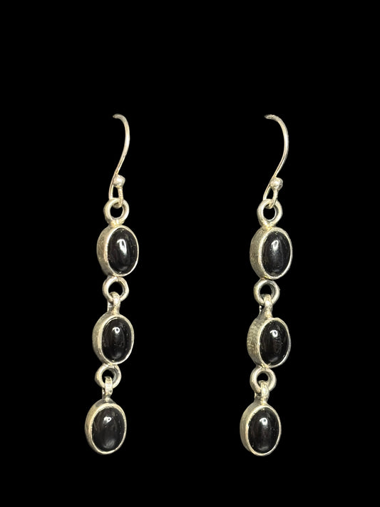 Handcrafted Black Onyx Dangle Earrings