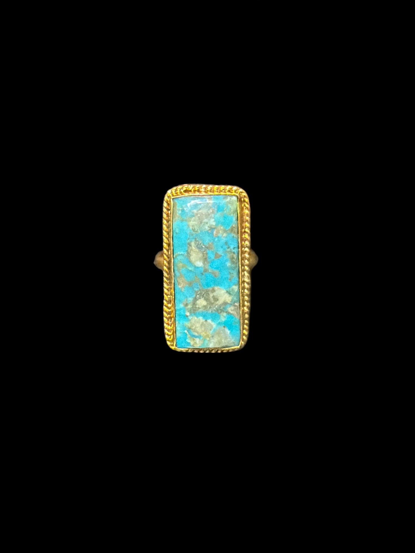 The Golden Turquoise Bar Rings