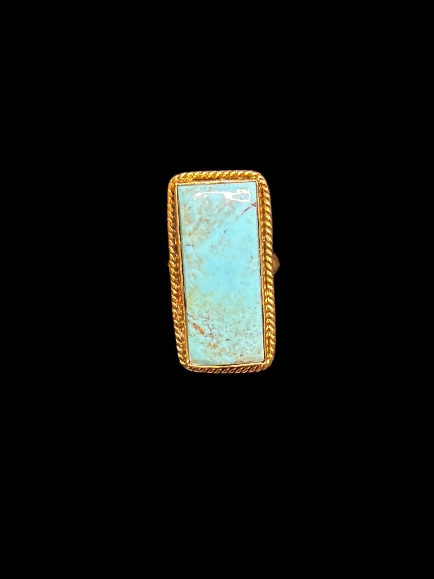 The Golden Turquoise Bar Rings