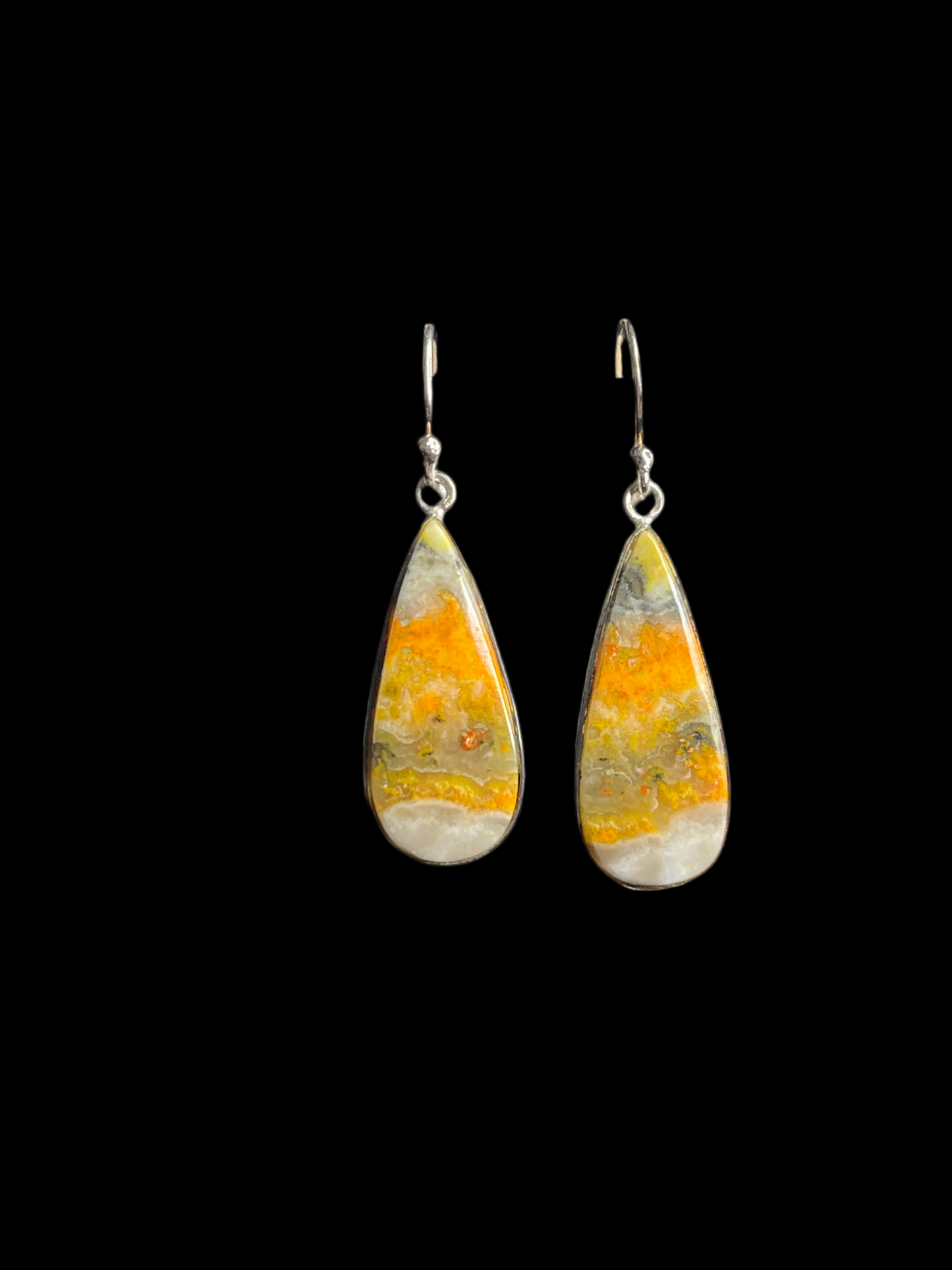 Teardrop Natural Stone Earrings - Sterling Silver