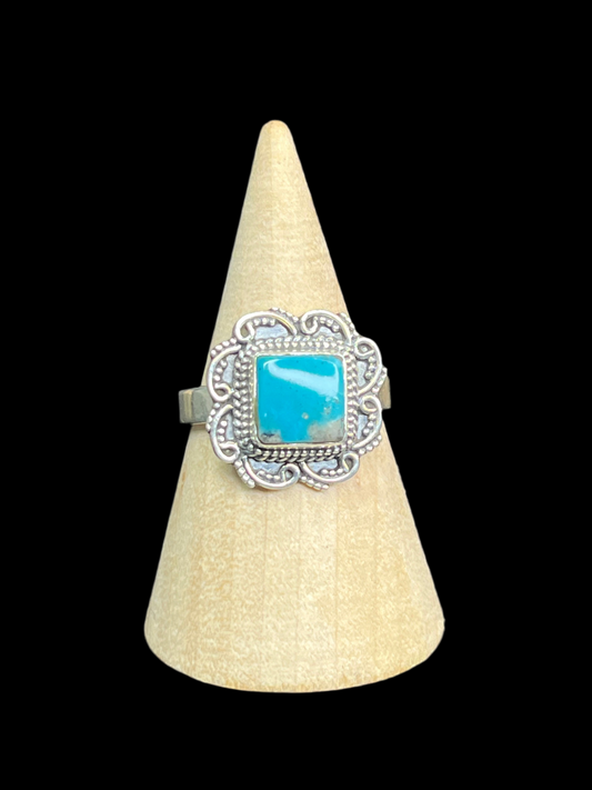 Kingman Turquoise with Pyrite Ring - size 9