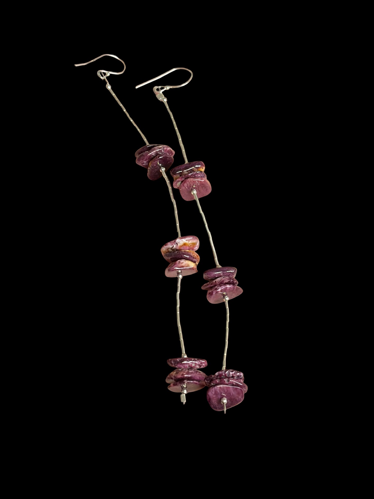 Handmade Purple Spiny & Liquid Silver Statement Earrings