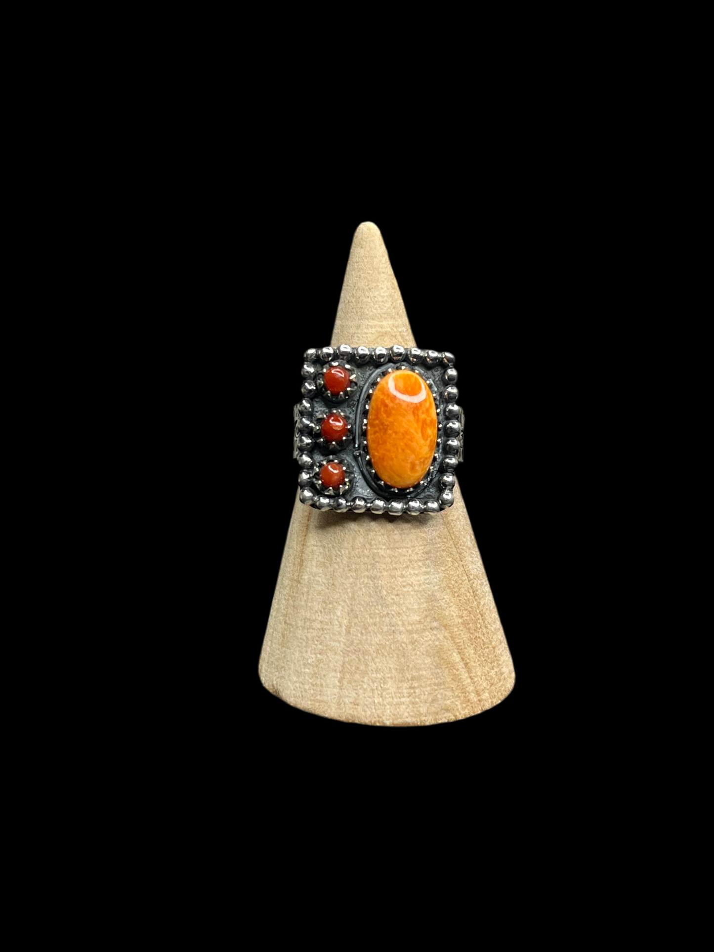 Orange Spiny Sterling Silver Rings - size 6