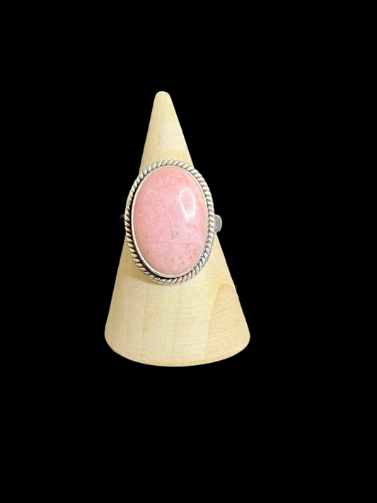 Pink Rhodonite Sterling Silver Ring - size 8.5