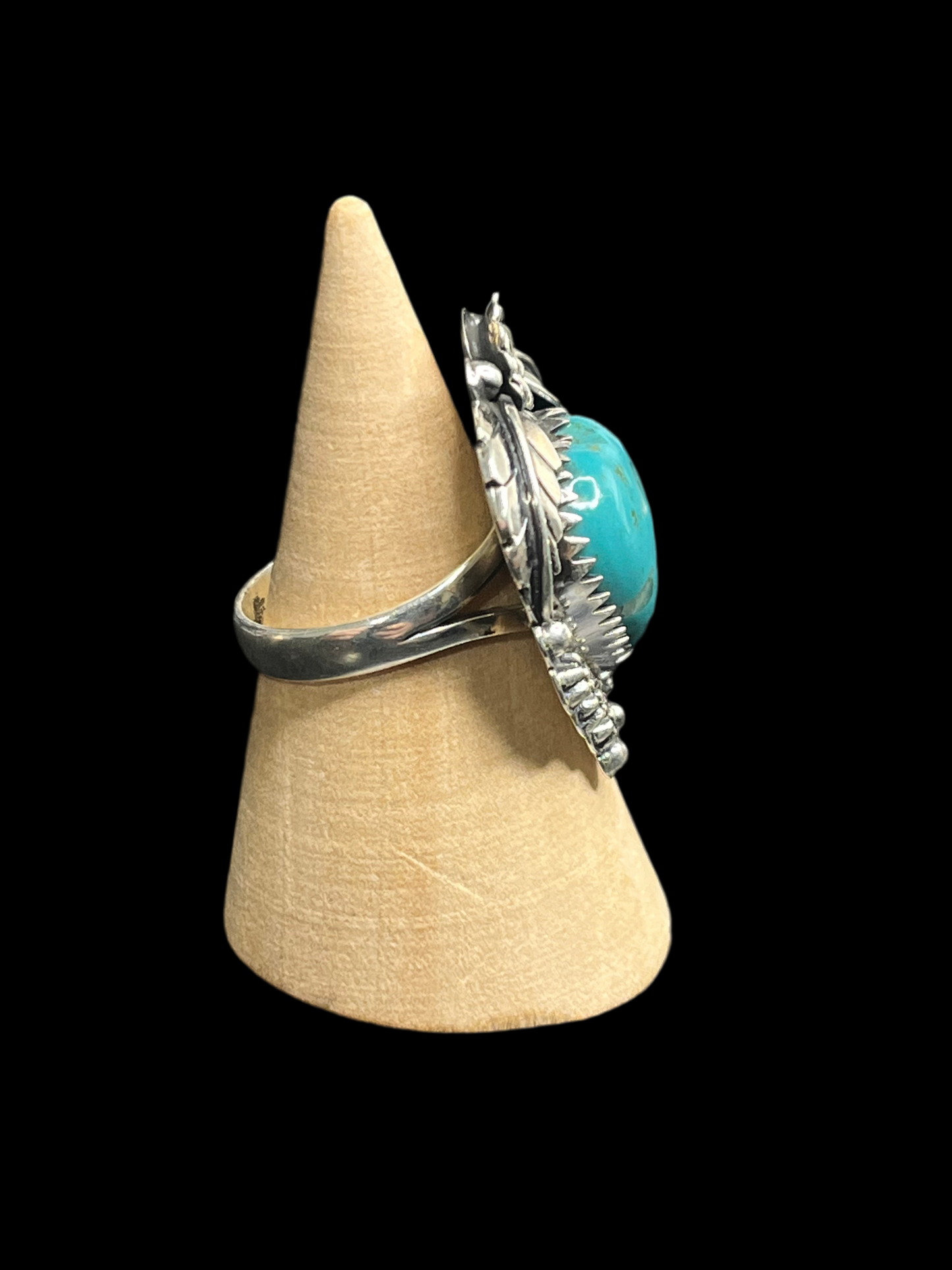 Kingman Turquoise Sterling Silver Heart Ring - size 7.5