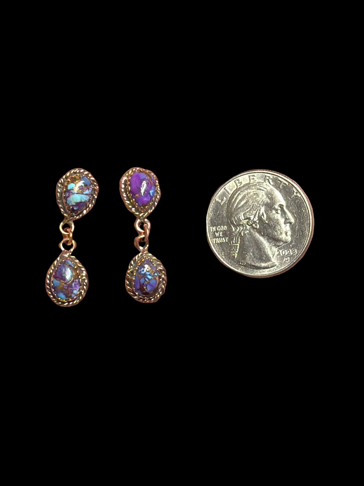 Purple Copper Turquoise & Copper Post Back Dangles