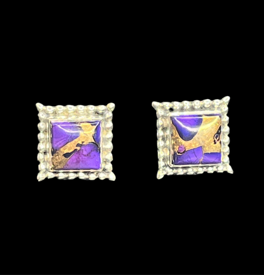 Purple Mojave Sterling Silver Stud Earrings