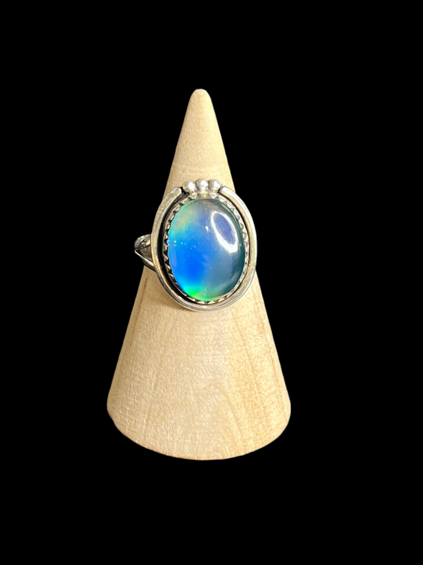 Aurora Opal Sterling Silver Rings