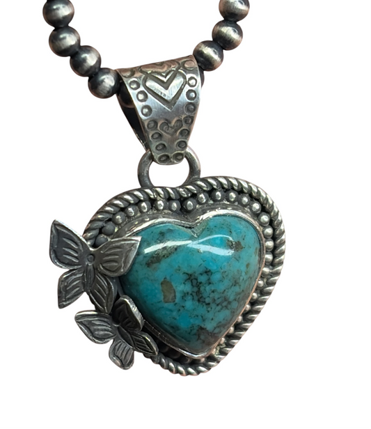 Handcrafted Kingman Turquoise & Butterfly Pendant