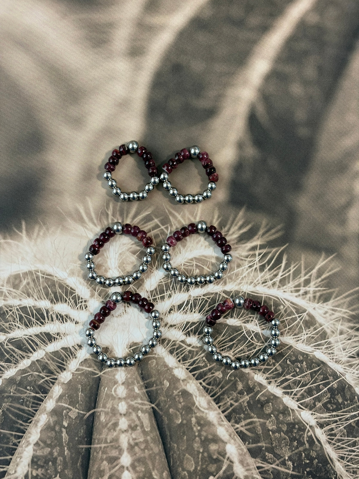 Desert Steel & Purple Spiny Stretch Rings