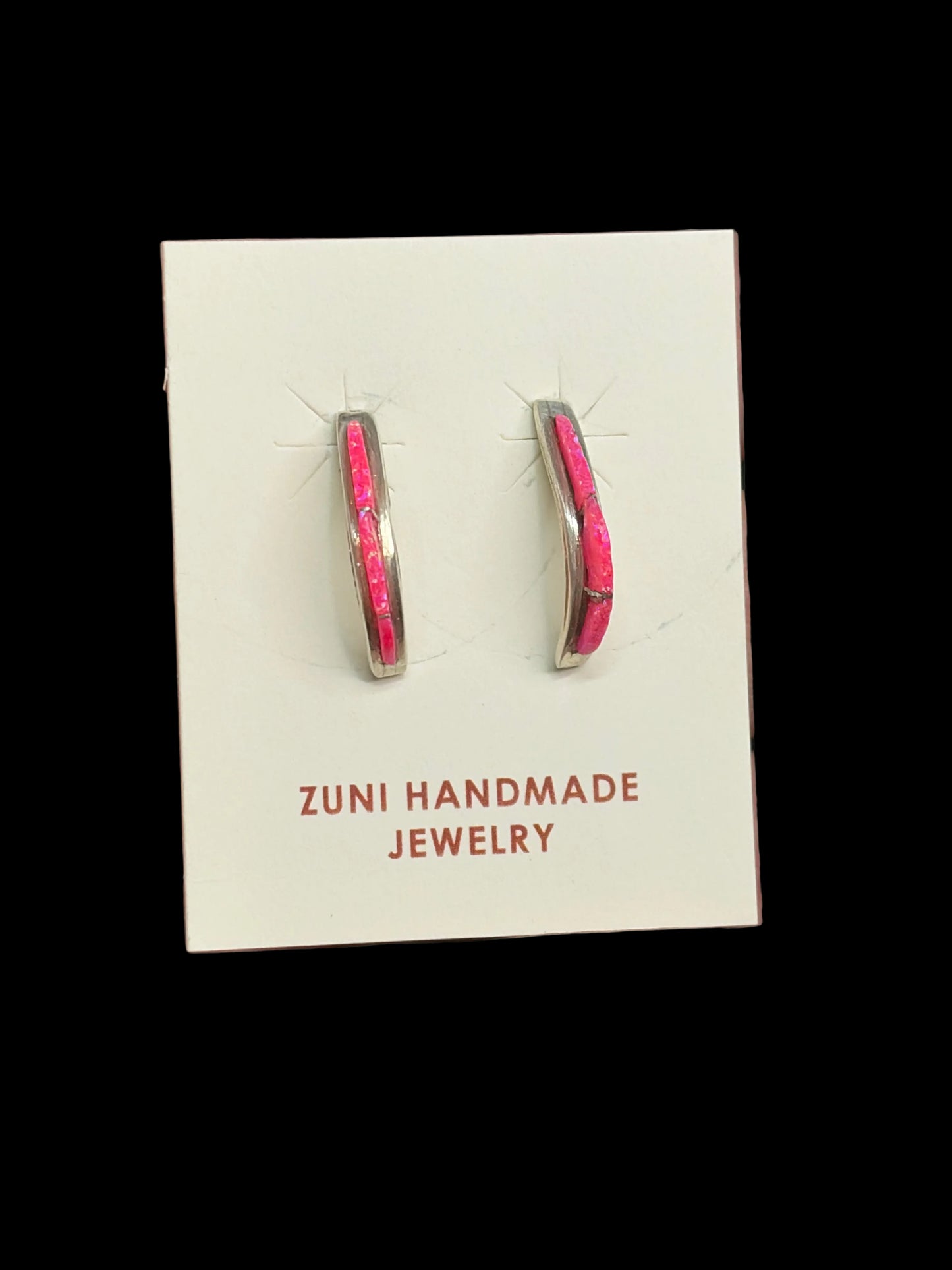 Handmade Zuni Pink Lab Opal Earrings