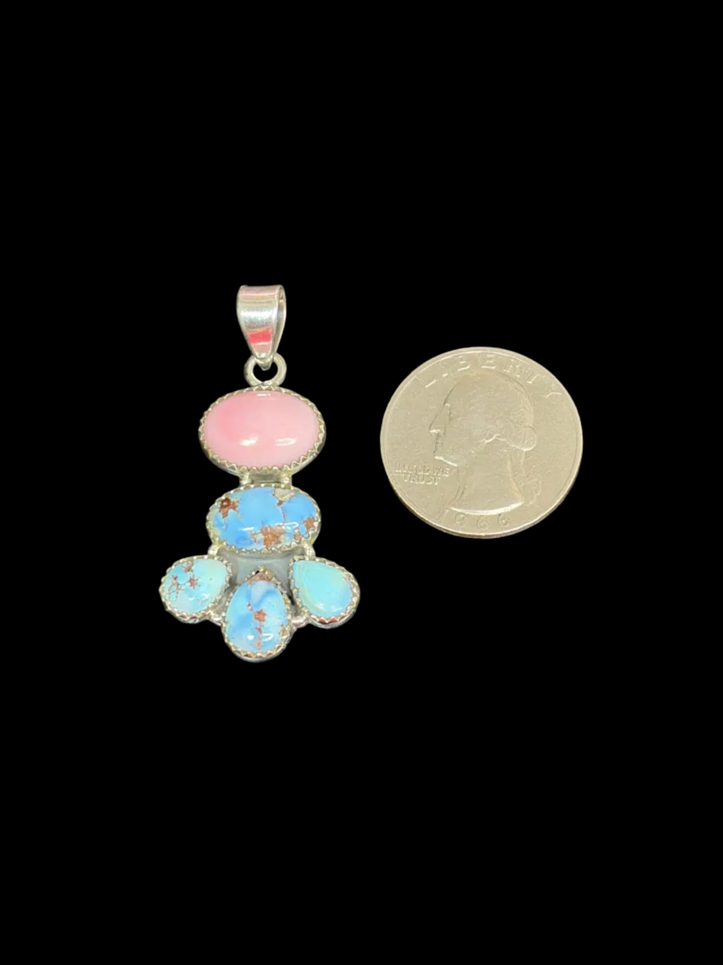 Golden Hills Turquoise & Pink Conch Statement Pendant