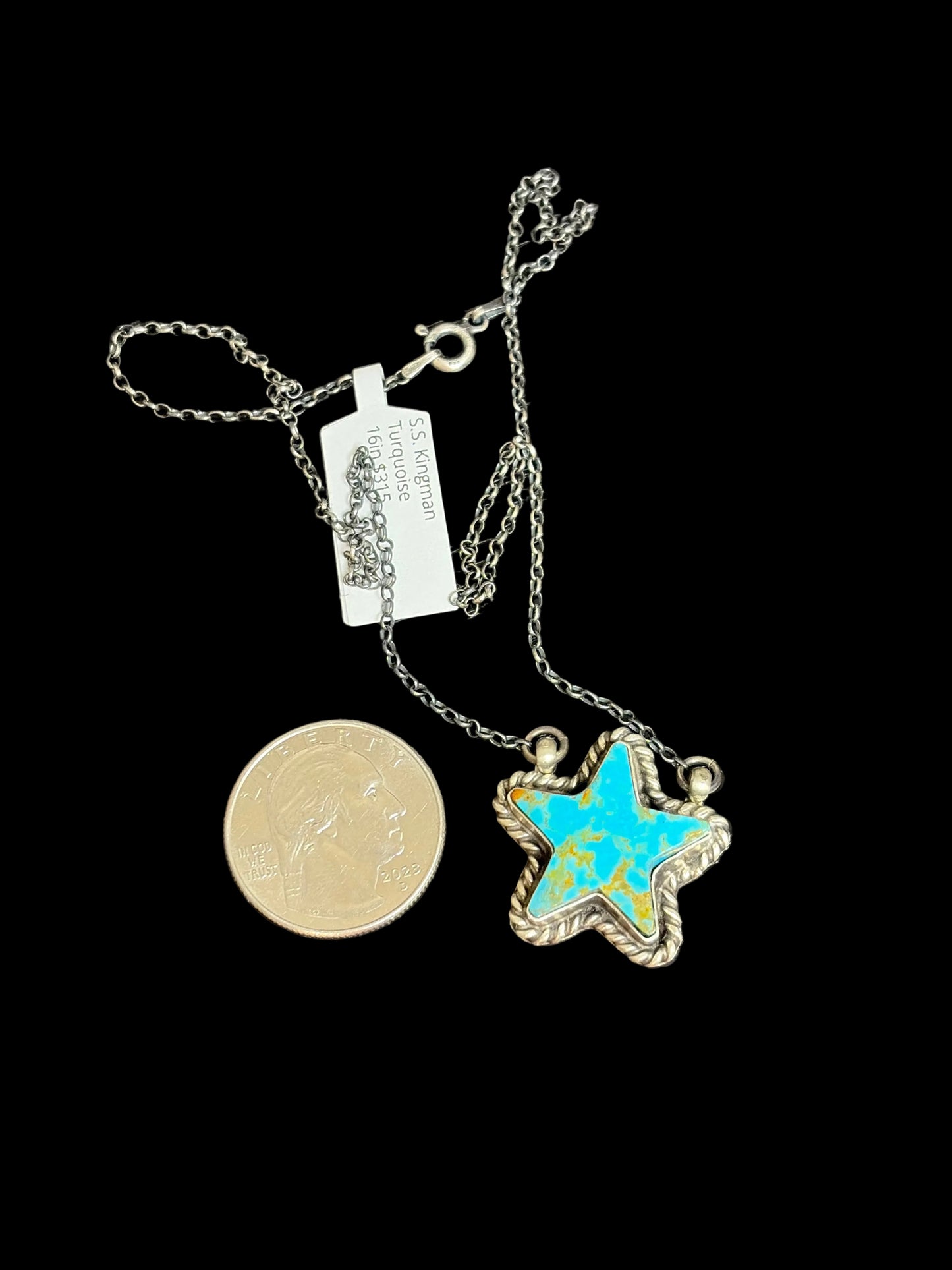 Navajo - Johnny Dixon - Kingman Turquoise Star Necklace - 16”