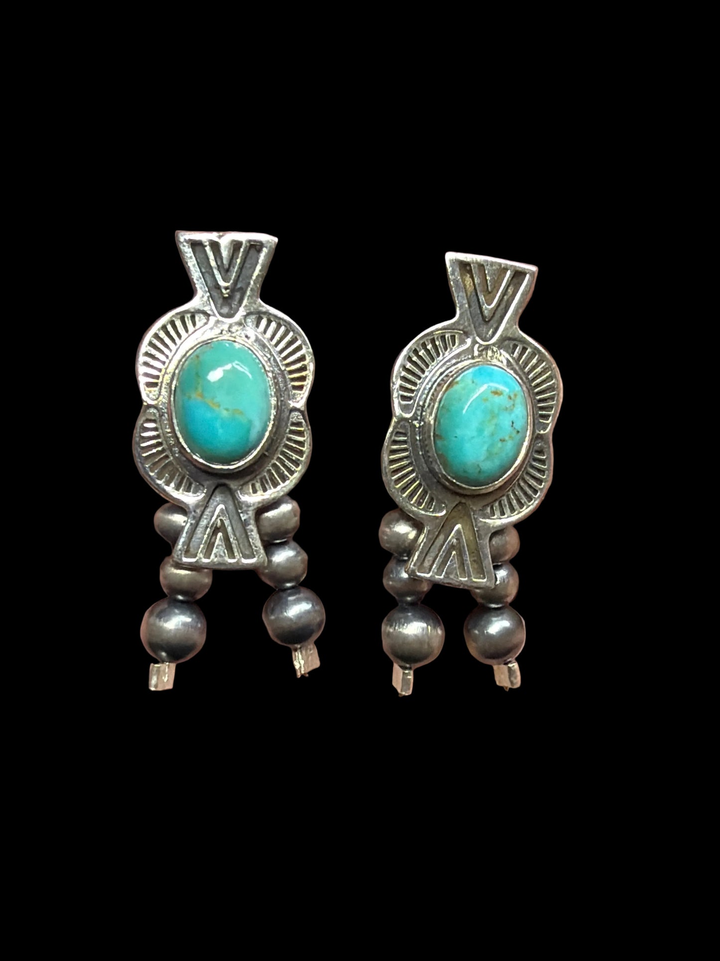 Turquoise & Peal Post Back Earrings