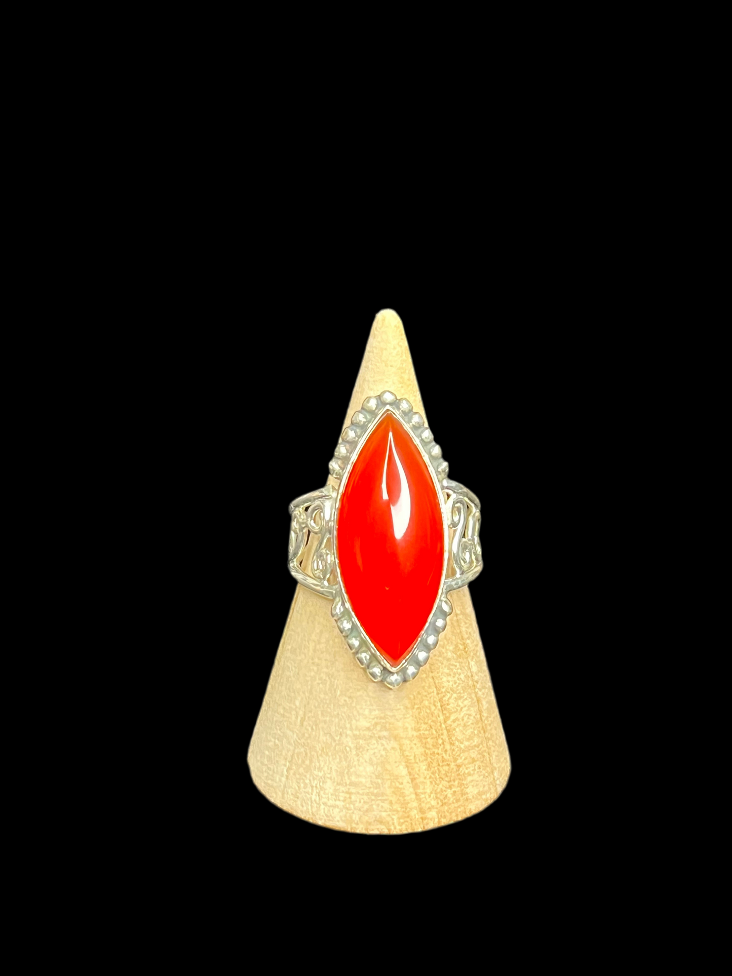 Genuine Carnelian Sterling Silver Ring - size 8