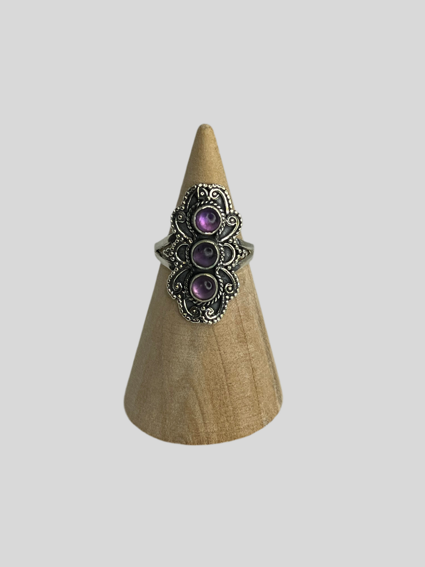 Triple Stone Sterling Silver Rings