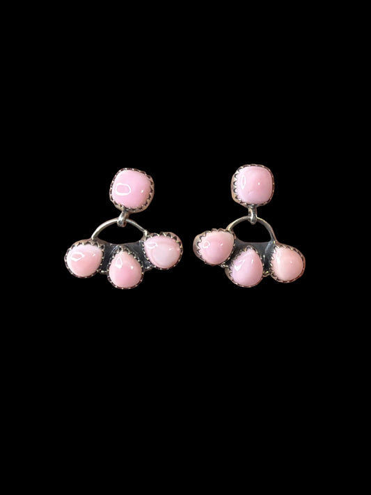 Handcrafted Pink Conch Drop Earrings