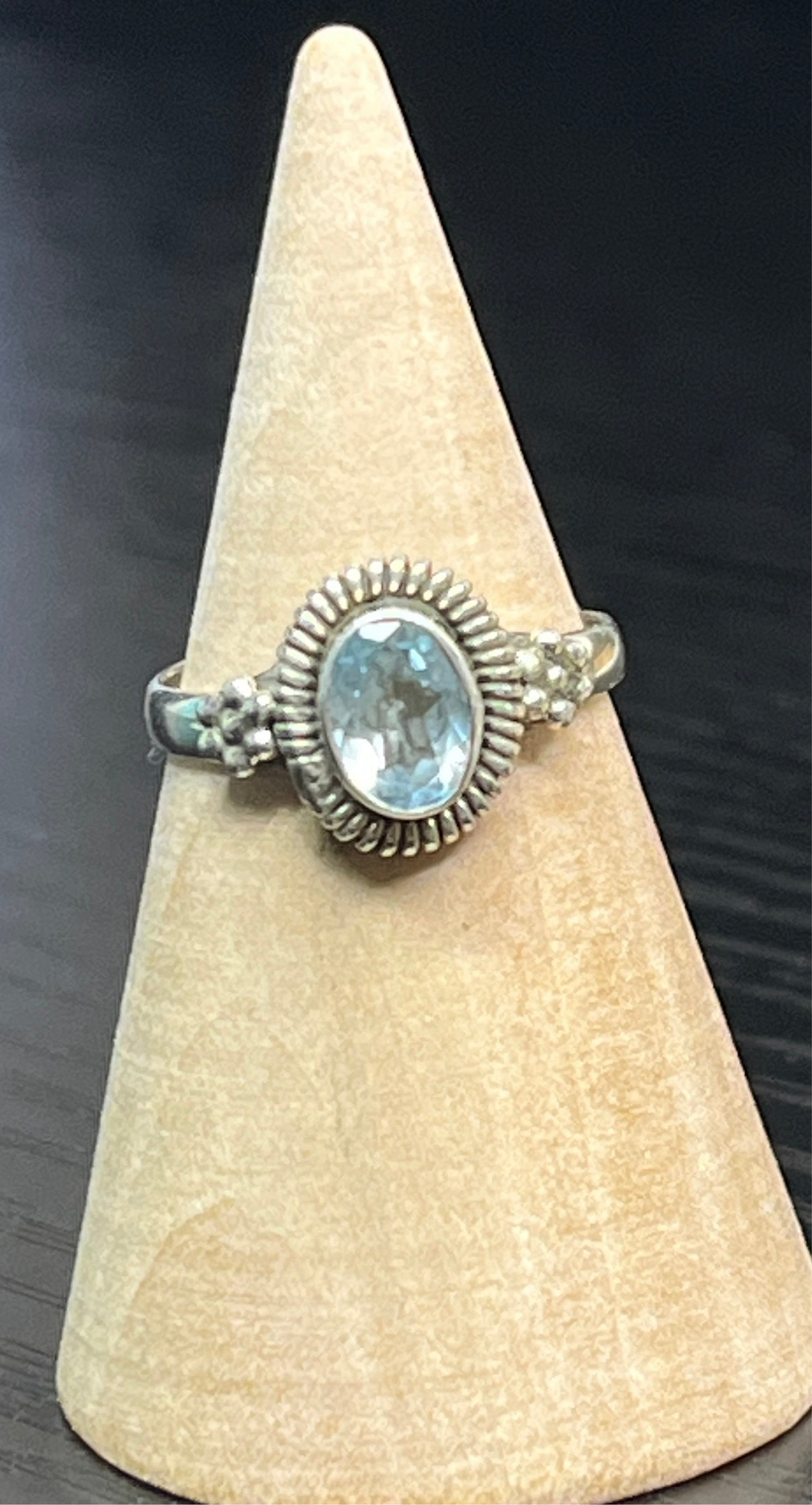 Blue Topaz Sterling Silver Rings - size 5 & 6