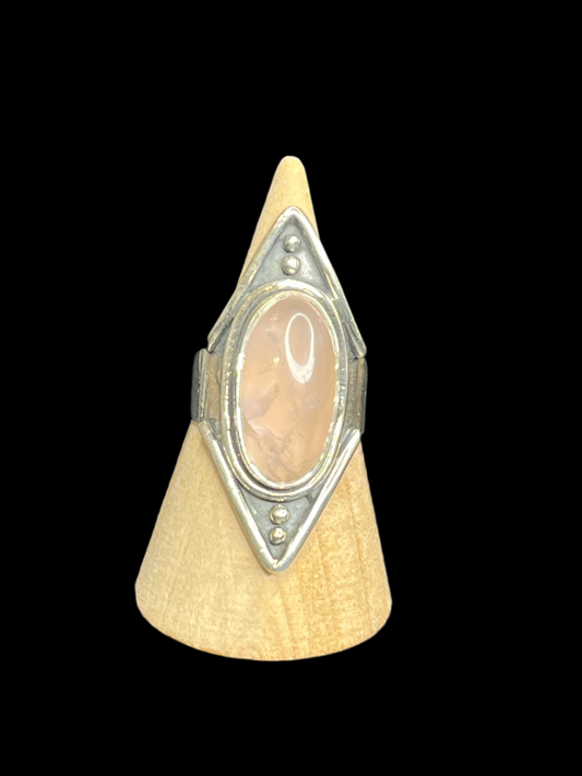 Rose Quartz Sterling Silver Ring - size 9