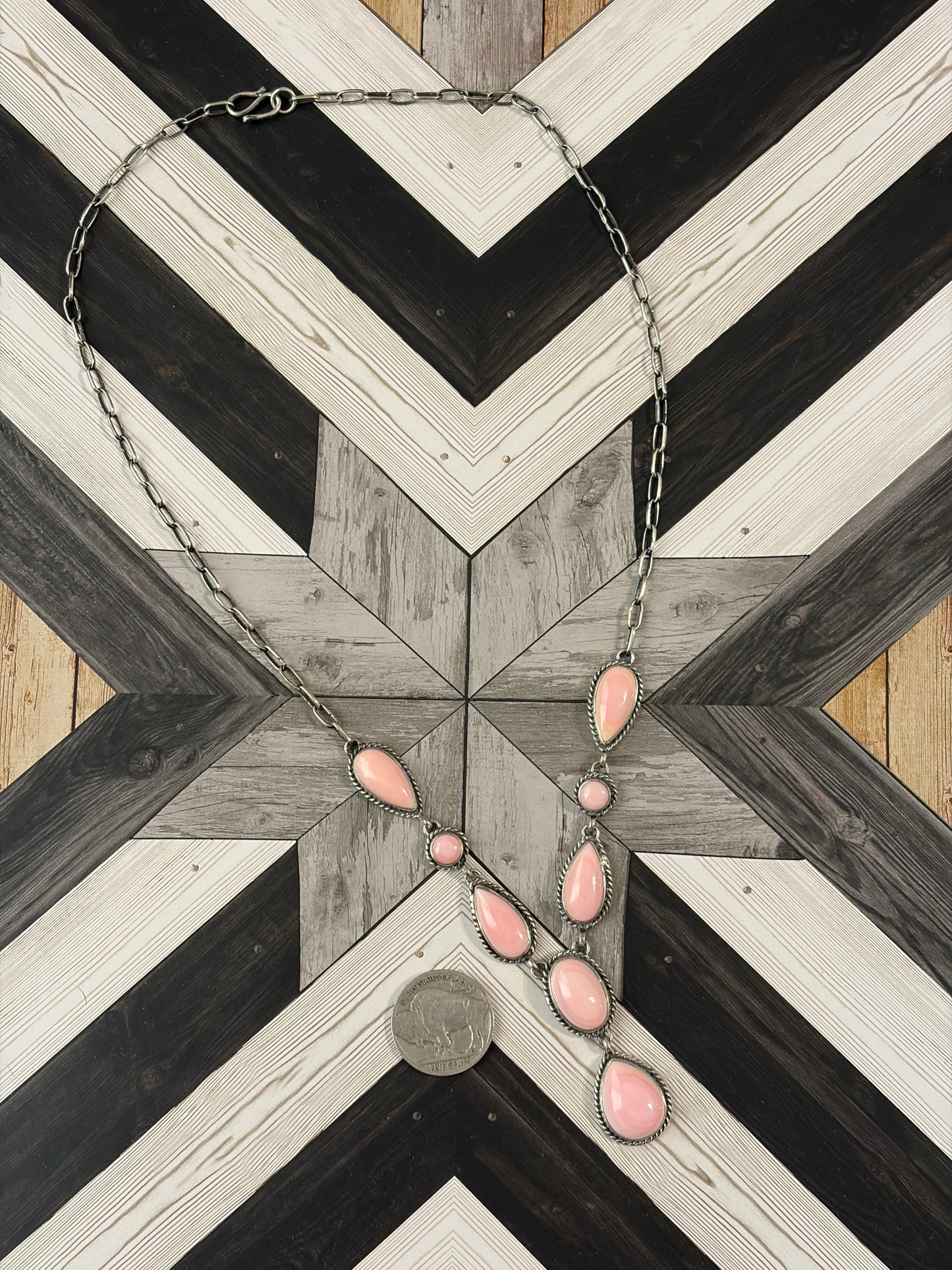 Handcrafted Pink Conch Lariat Necklace