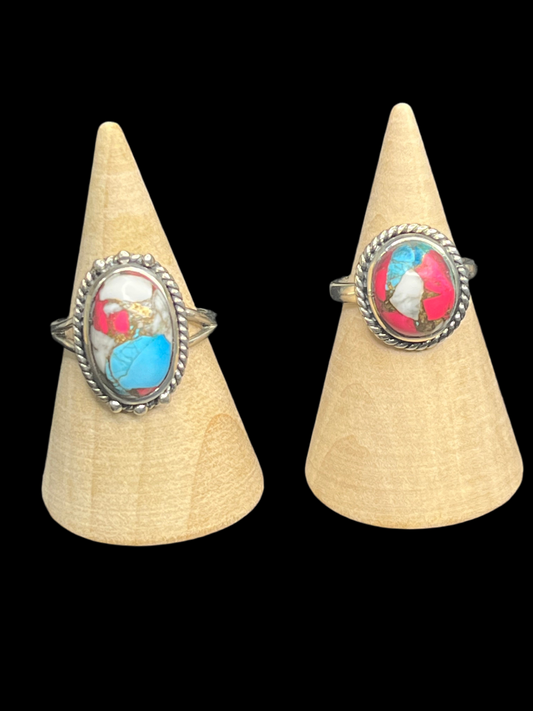 Cotton Candy Turquoise Sterling Silver Rings