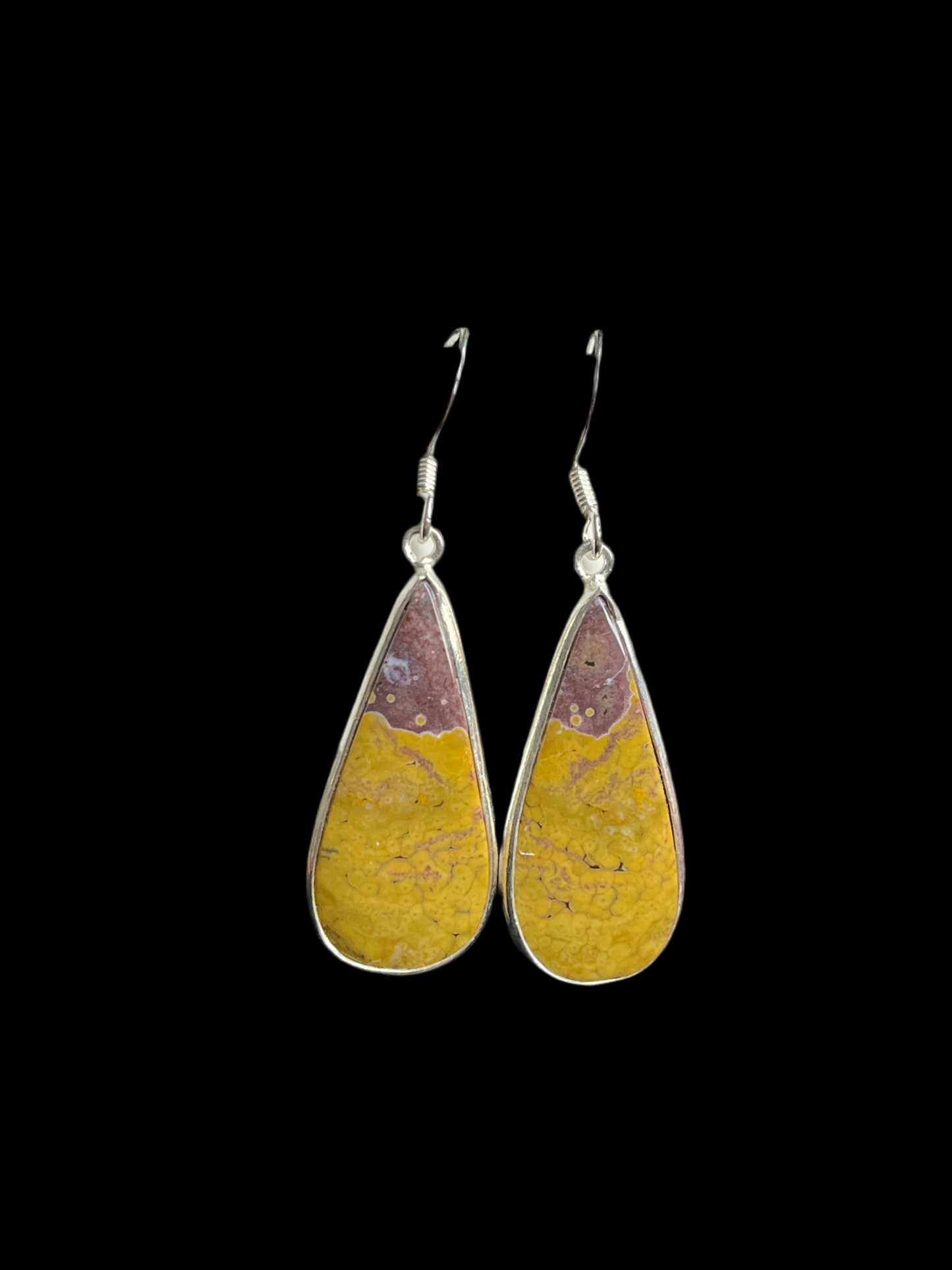 Teardrop Natural Stone Earrings - Sterling Silver