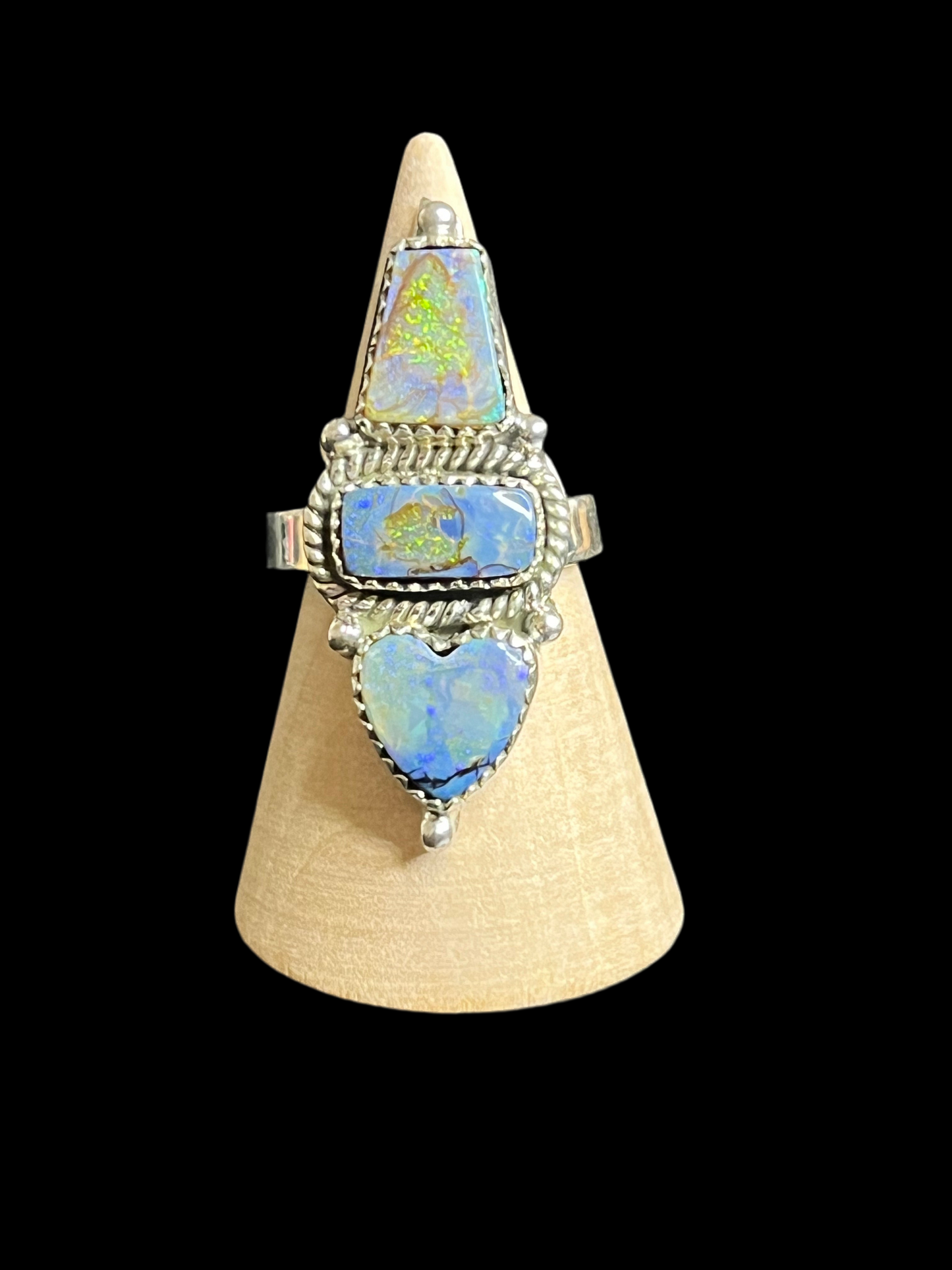 Monarch Opal Sterling Silver Ring - adjustable
