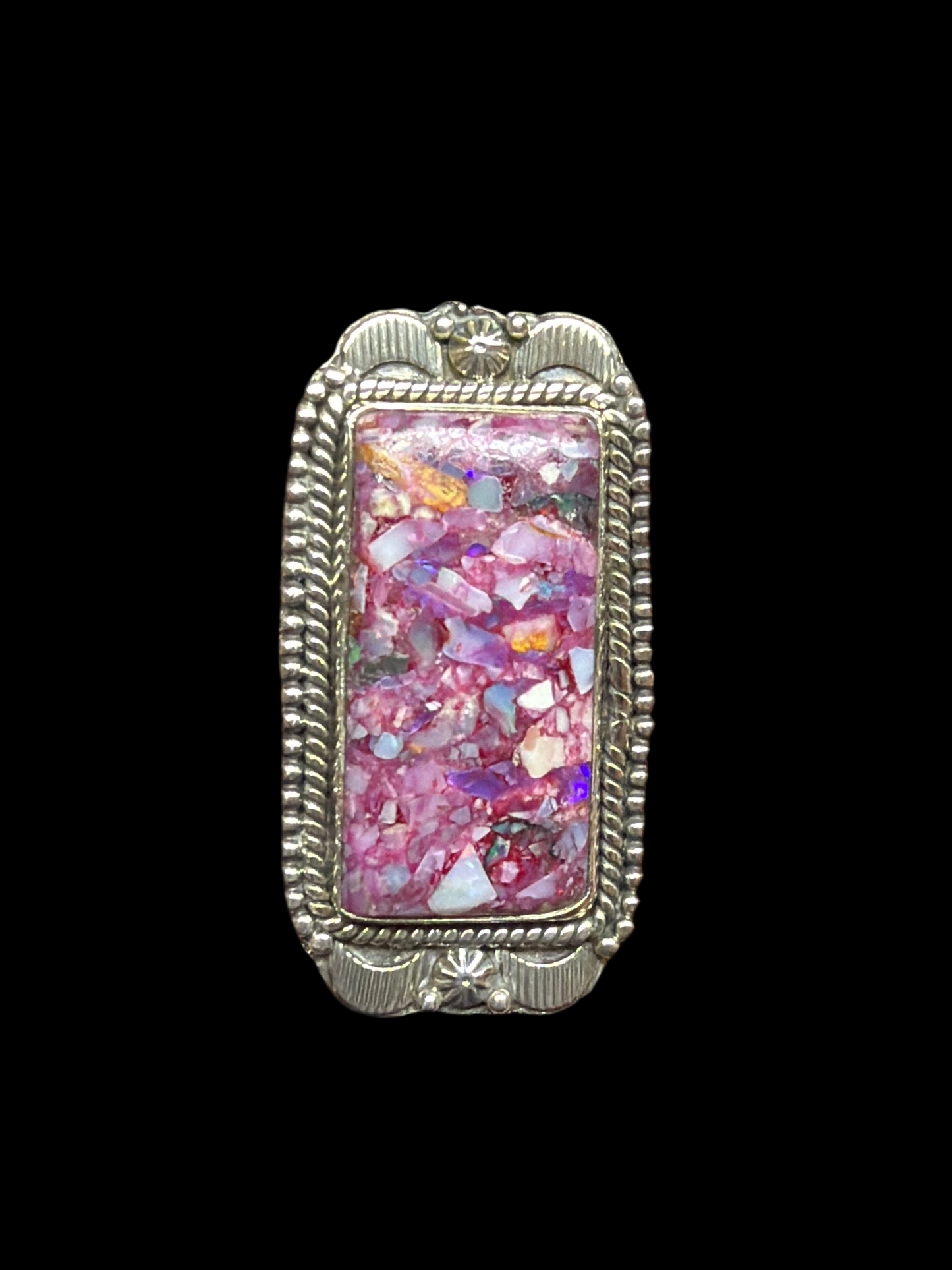 Pink Thulite & Opal Inlay Statement Rings