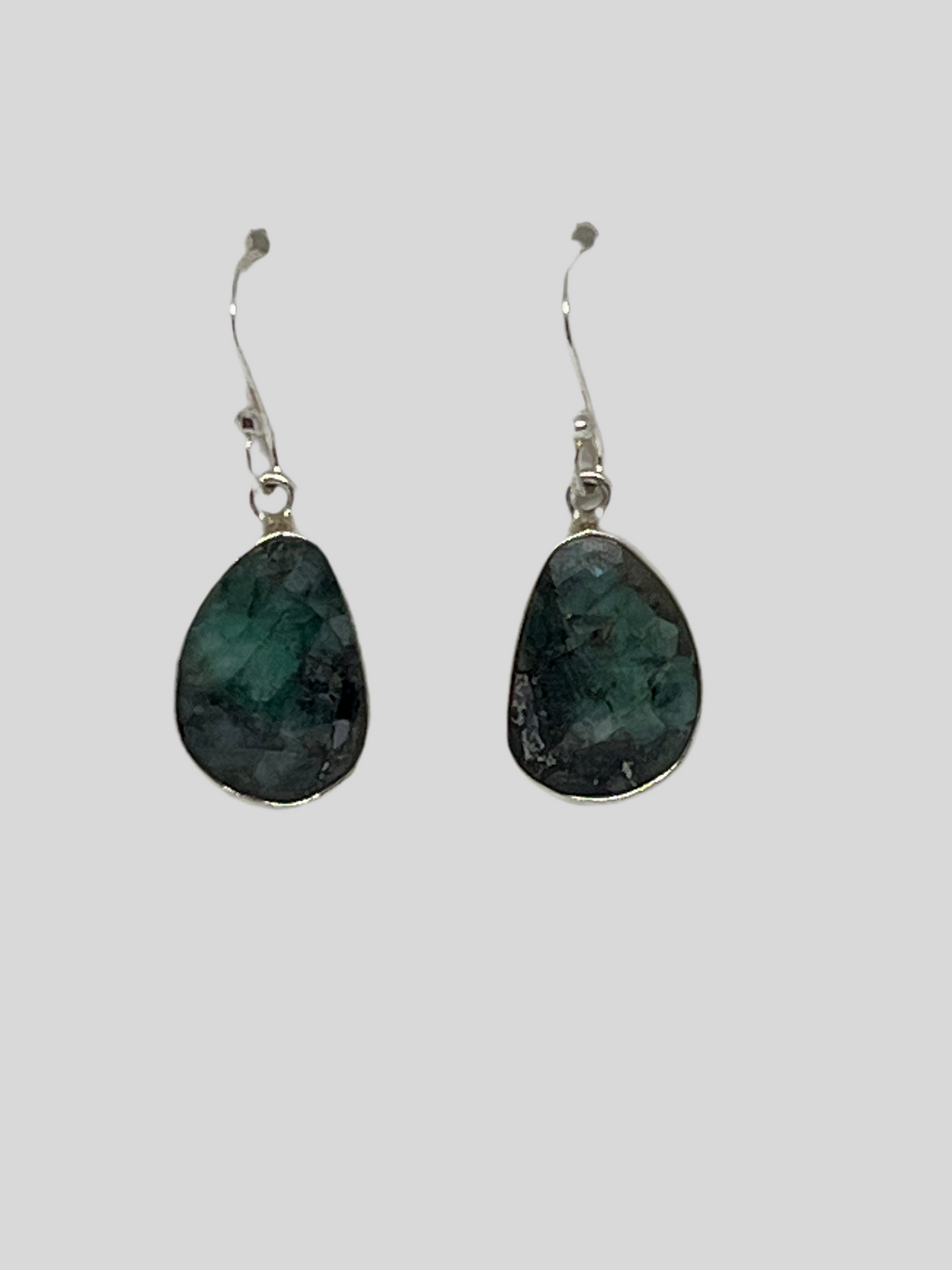 Natural Emerald Dangle Sterling Silver Earrings