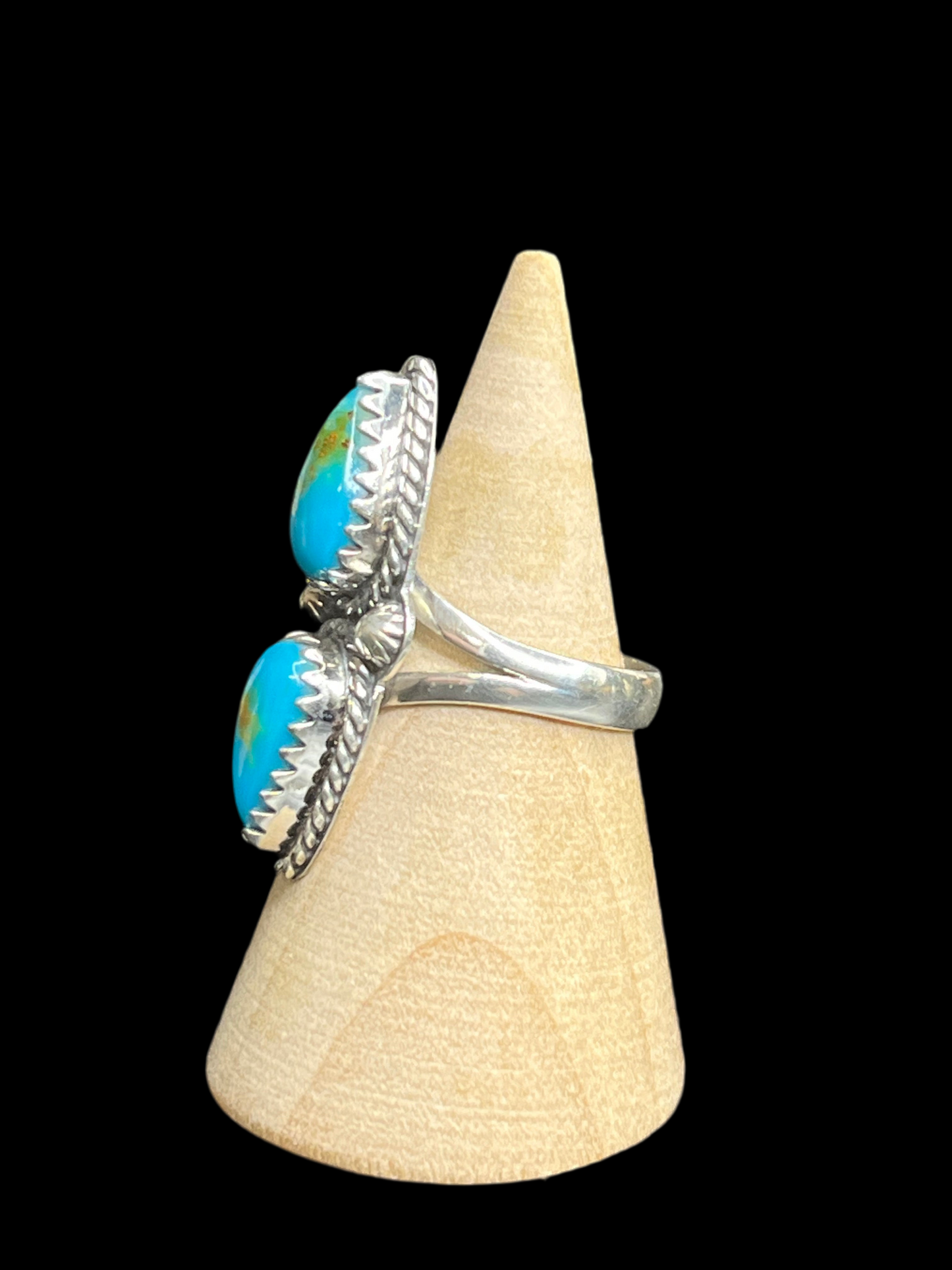 Double Kingman Turquoise Rings - size 7