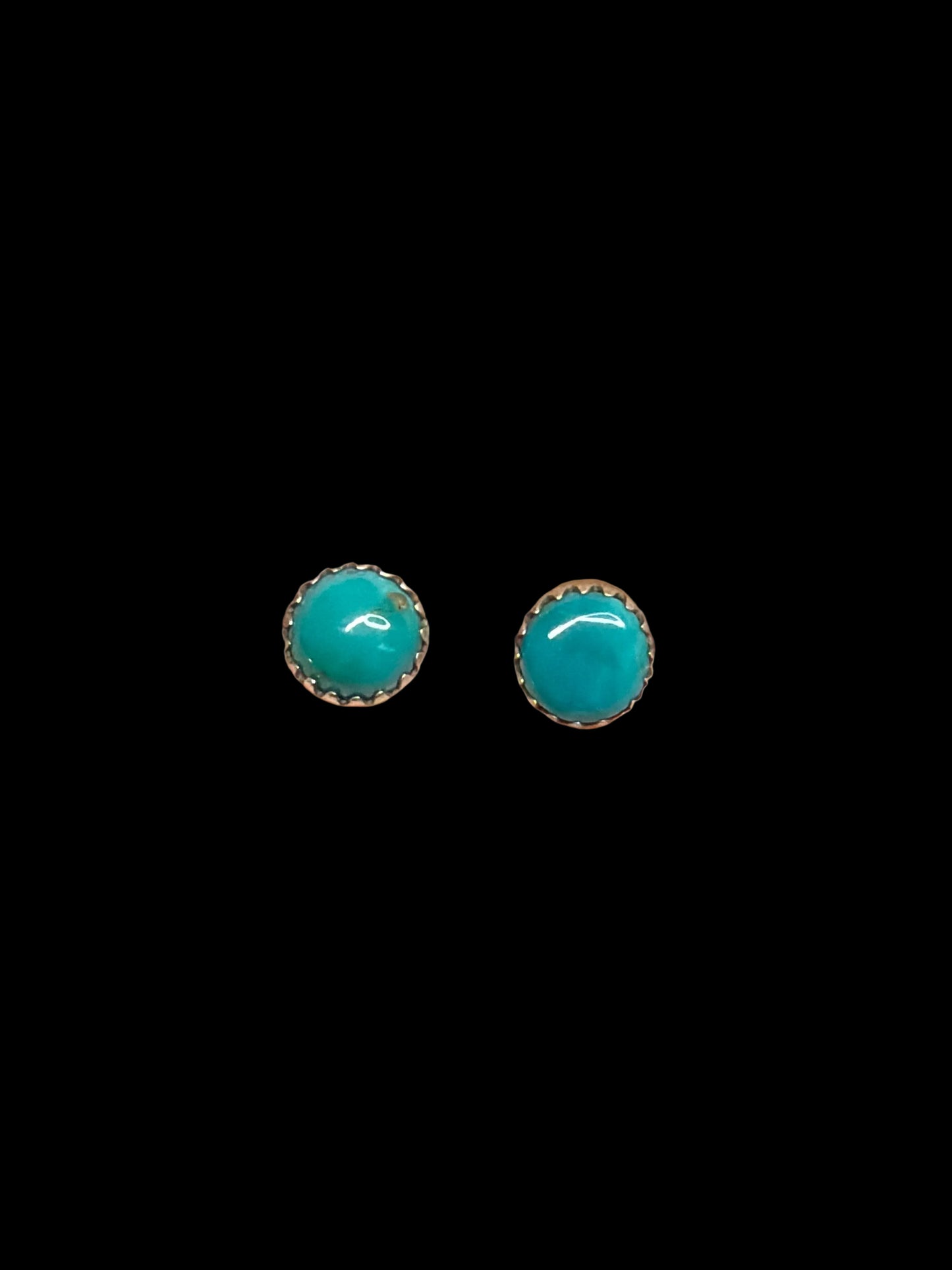 Handcrafted Round Kingman Turquoise Earrings