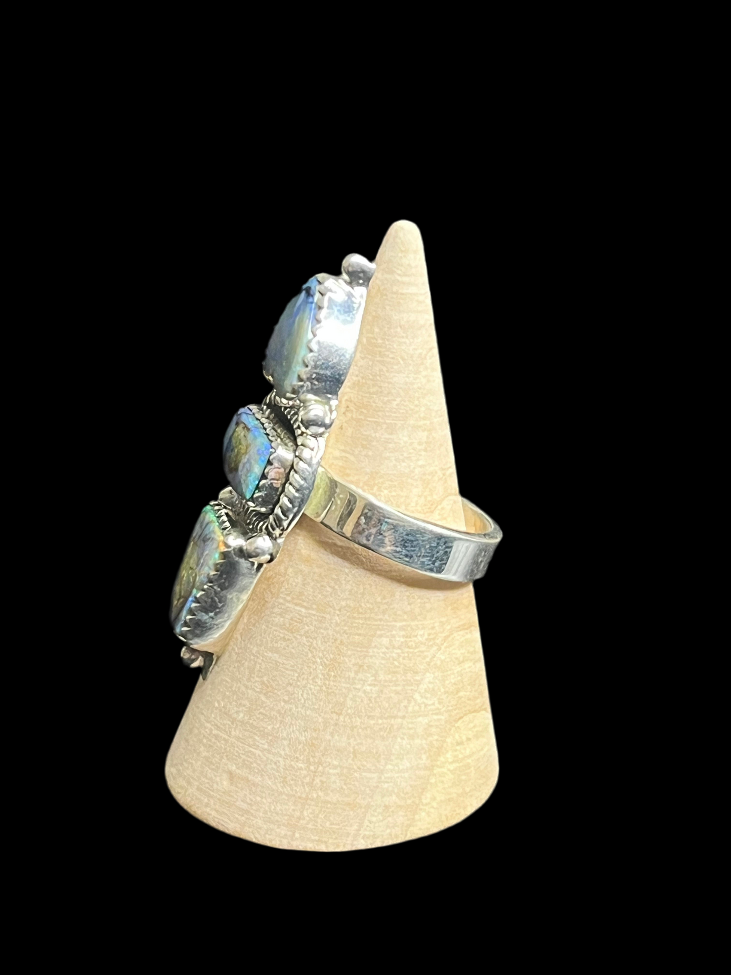 Monarch Opal Sterling Silver Ring - adjustable