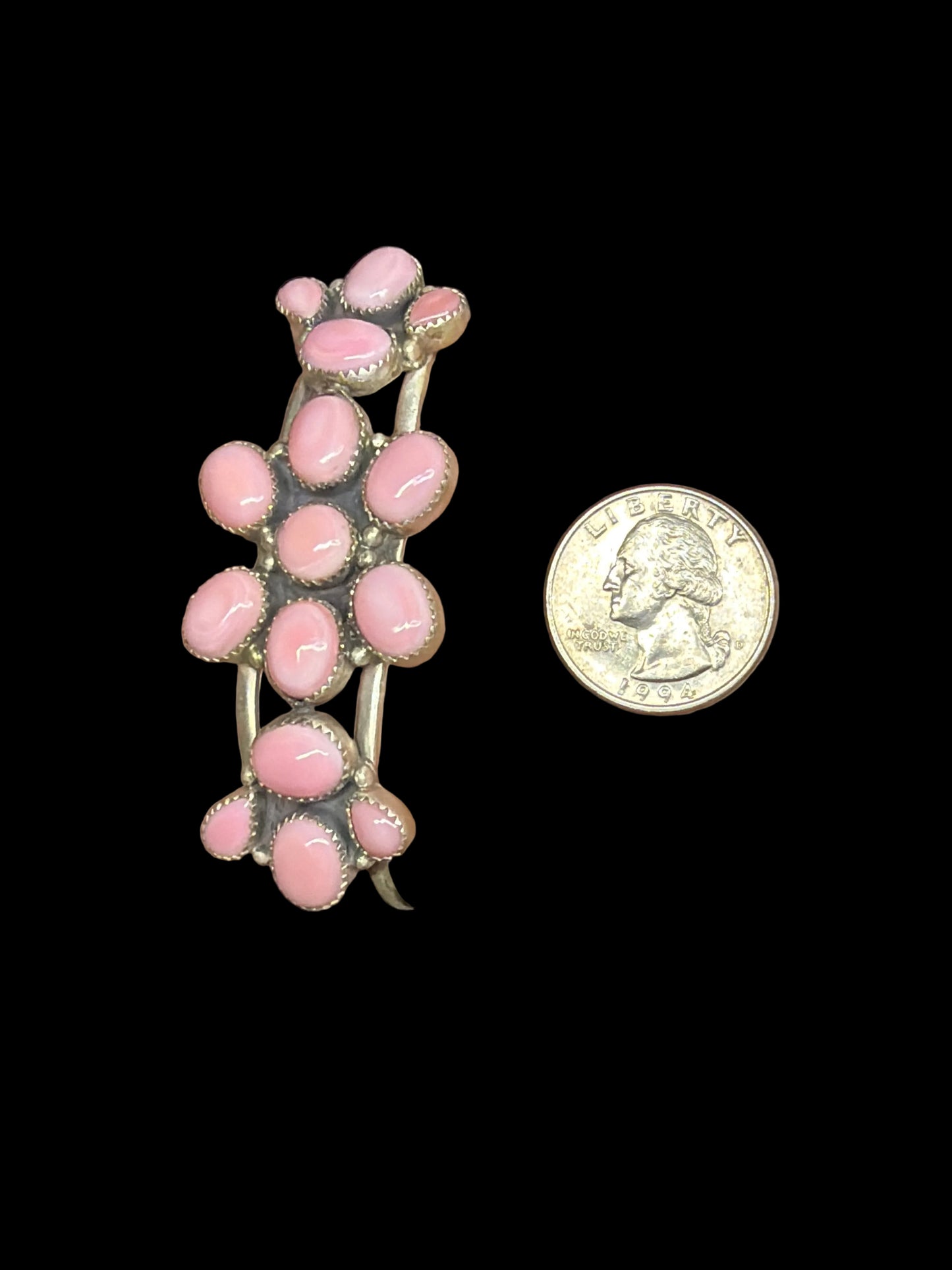 Pink Conch Multi-Cluster Cuff Bracelet