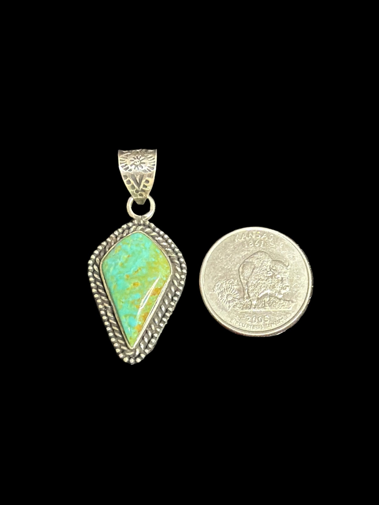 Handcrafted Kingman Turquoise Diamond Pendant