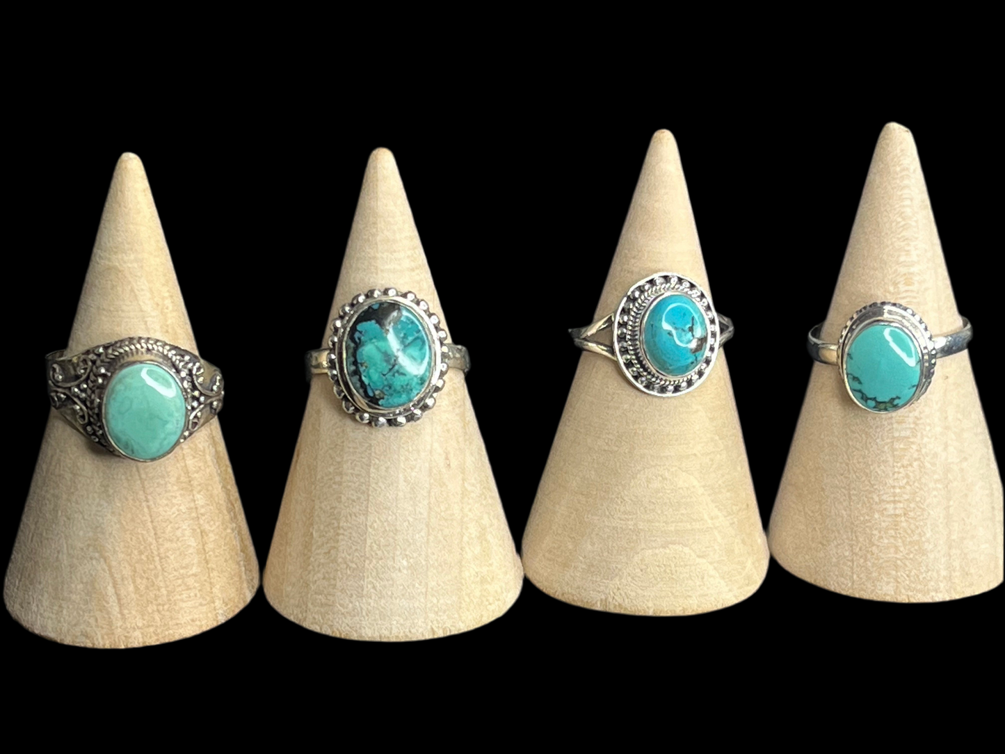 Turquoise Sterling Silver Rings - Adjustable