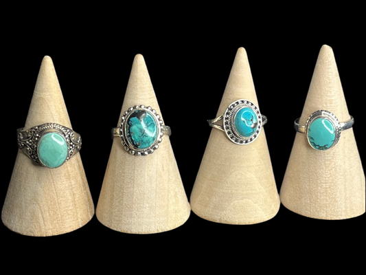 Turquoise Sterling Silver Rings - Adjustable