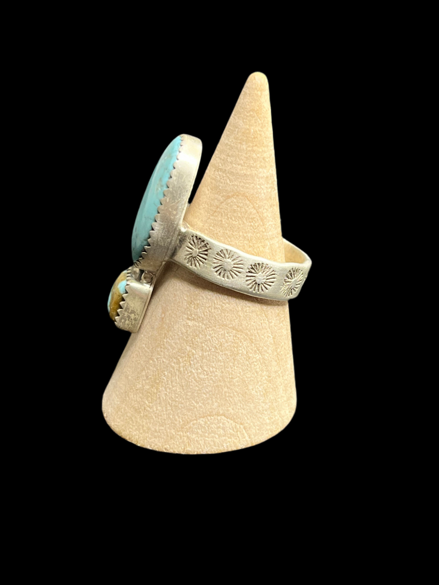 Double Stone Turquoise Ring - adjustable