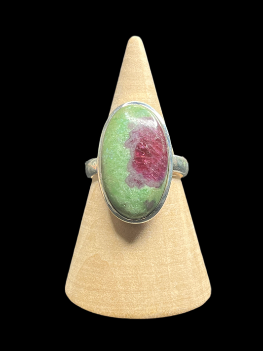 Ruby Zoisite Sterling Silver Ring - size 8