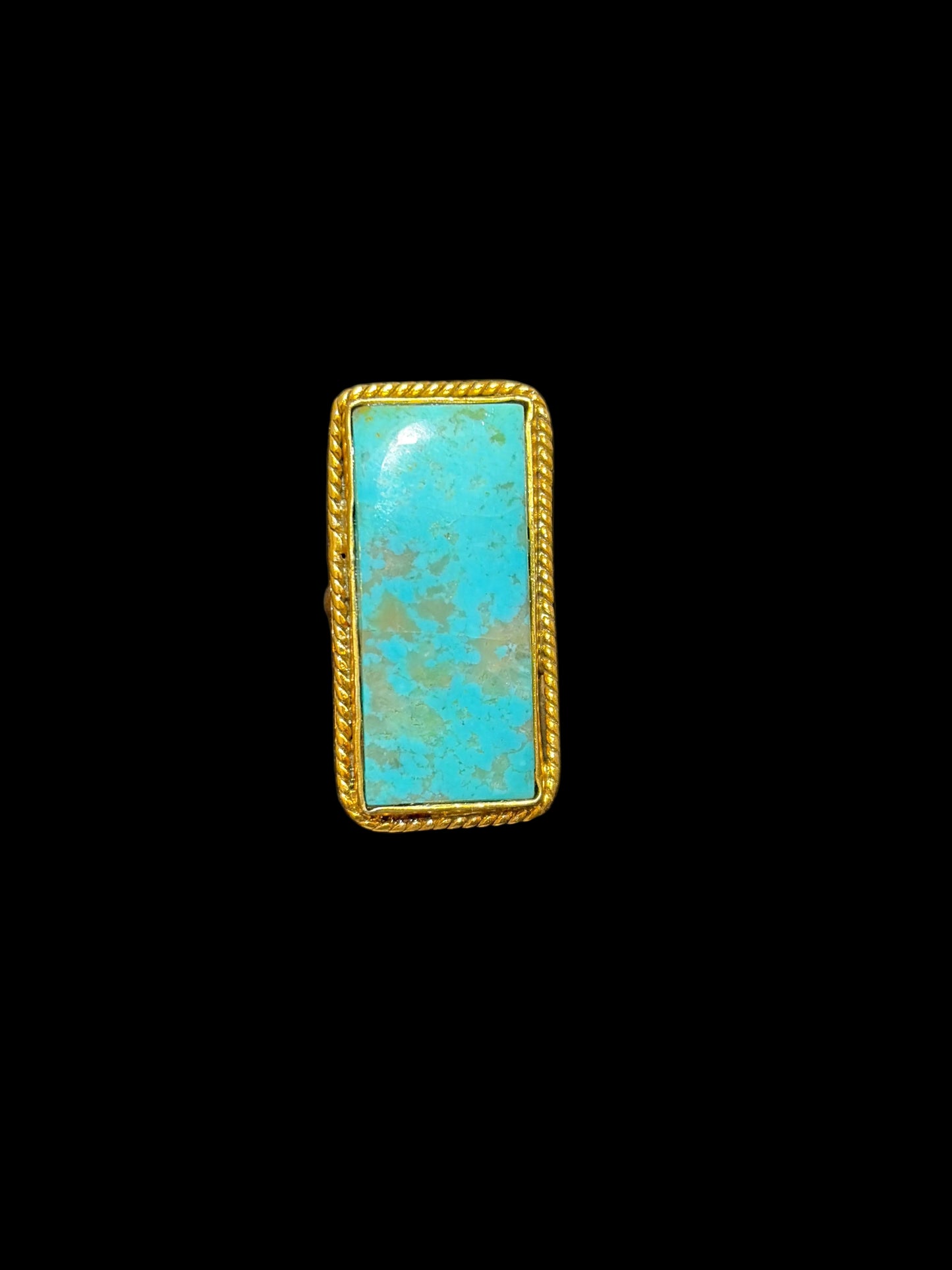 The Golden Turquoise Bar Rings