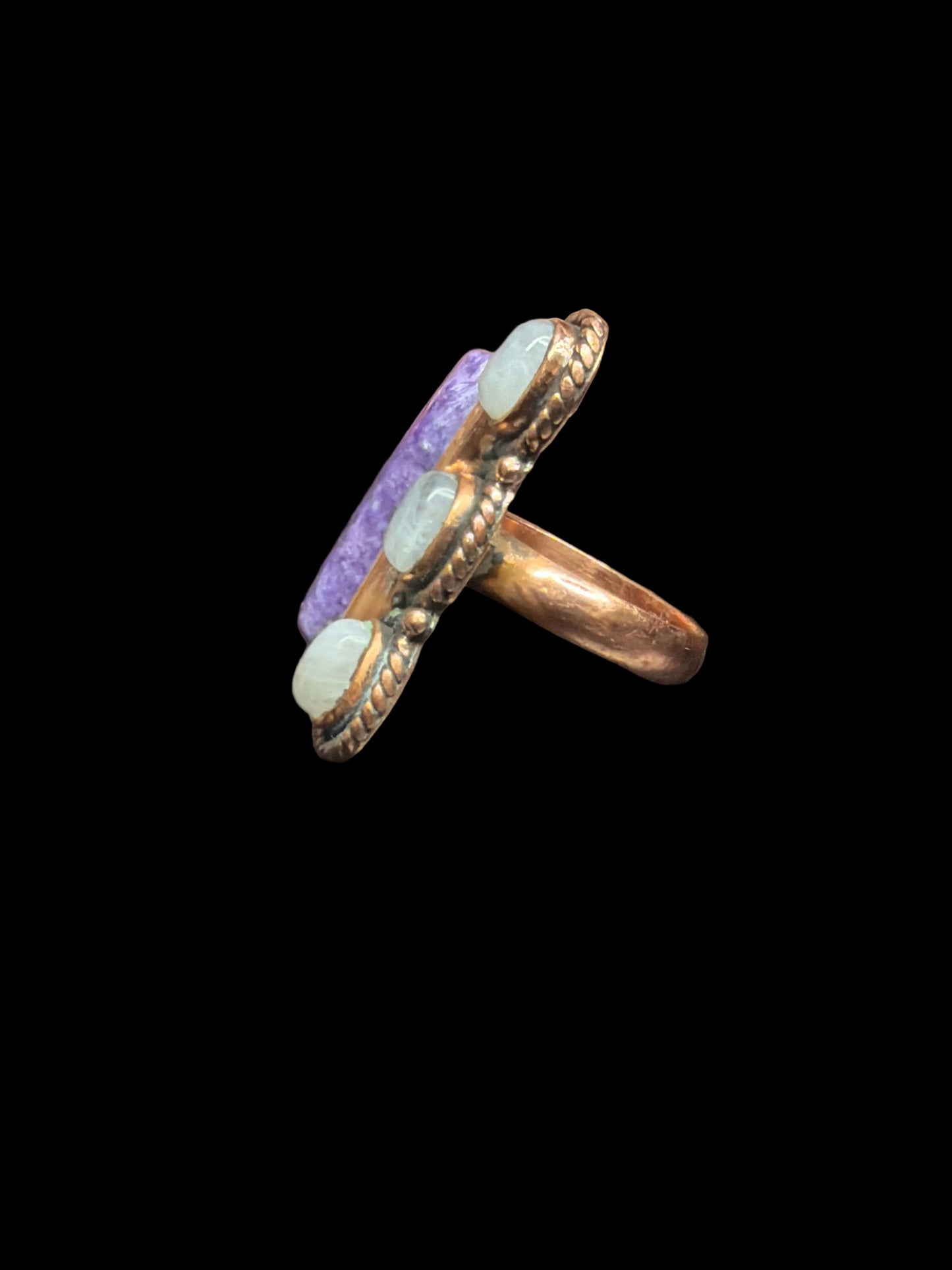 Copper - Charoite & Moonstone Floater Ring