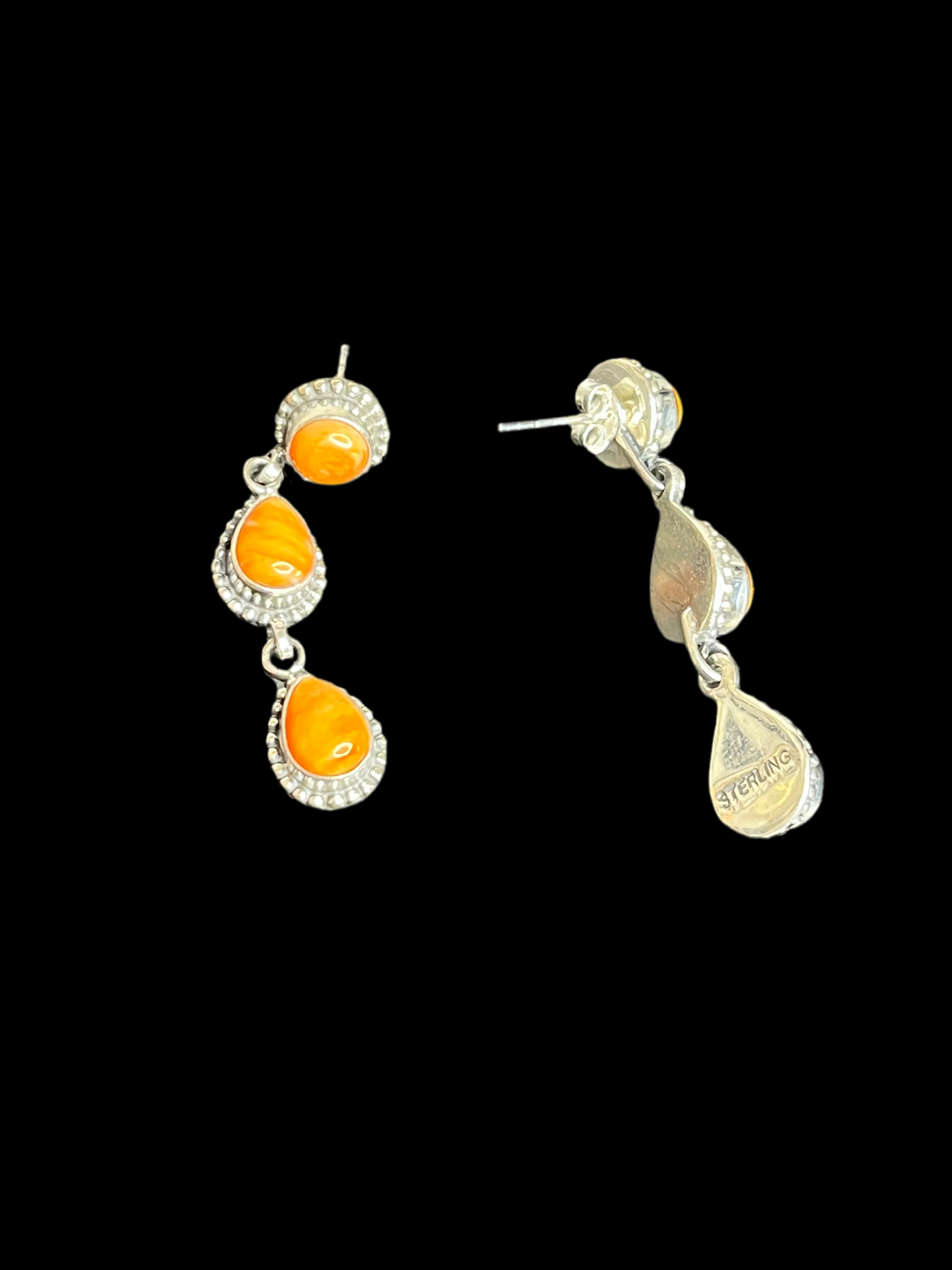 Post Back With Dangle Sterling Silver Earrings