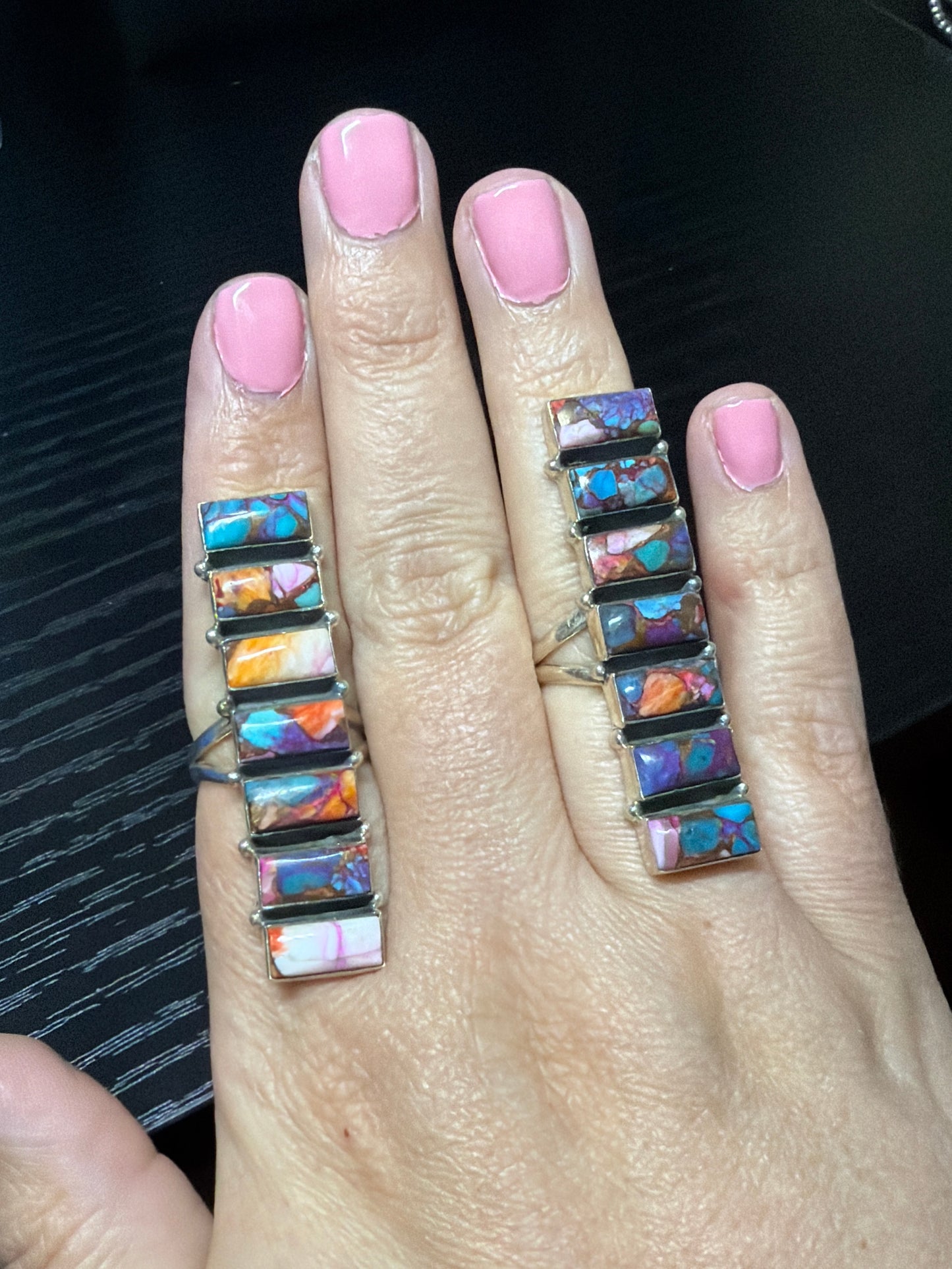 Pink Dahlia Statement Rings - size 8